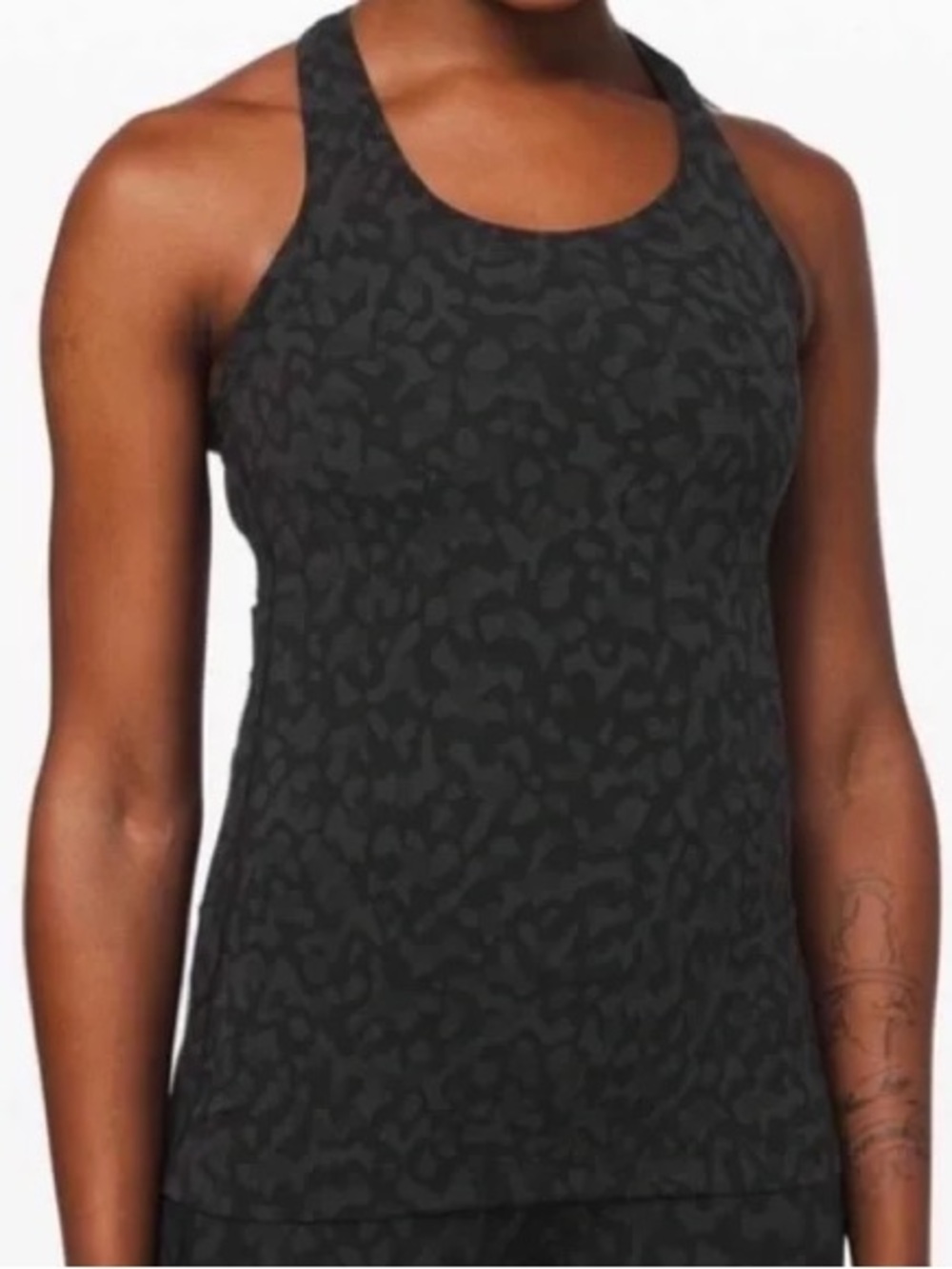 Black Lululemon Leopard-Print Racerback Tank Top- #7